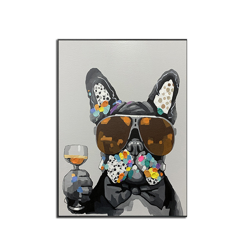 Top Selling Handmade Abstract Oil Painting  Wall Art Modern Minimalist Cute Pet Dog Picture Canvas Home Decor For Bedroom No Frame