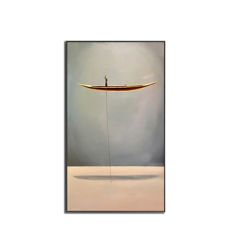 100 % Hand painted Canvas Paintings New Style Golden Boat painting Natural Landscape Creative Canvas Painting Wall Picture For Living Room office decor No frame