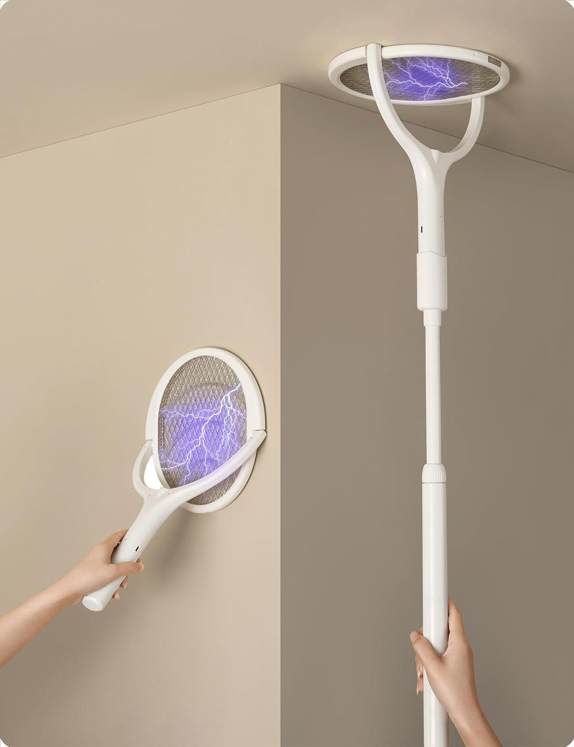 Rotating Head Rechargeable Electric Fly Swatter, Electric Fly Swatter Racket Patented