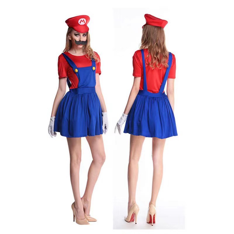 Super Mario Luigi Cosplay Costume Adult Kids Fancy Dress Up Outfit Clothing