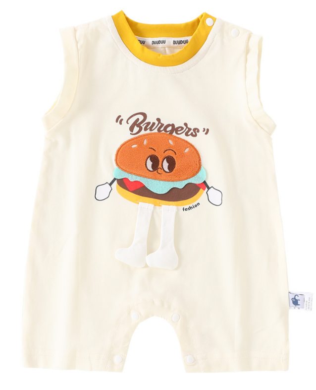 baby short sleeve onesie.  Newborn, cotton + fiber, stereo cartoon, short sleeve climbing clothes, summer, 66-100cm height, 01-24 months age, class A