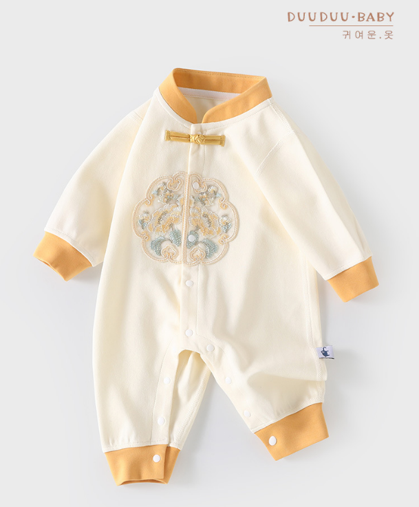 baby long sleeve onesie.  Newborn, fart coating, cotton + fiber, boneless climbing clothing, spring / autumn, single row button, 66-100cm height, 01-24 months age, class A