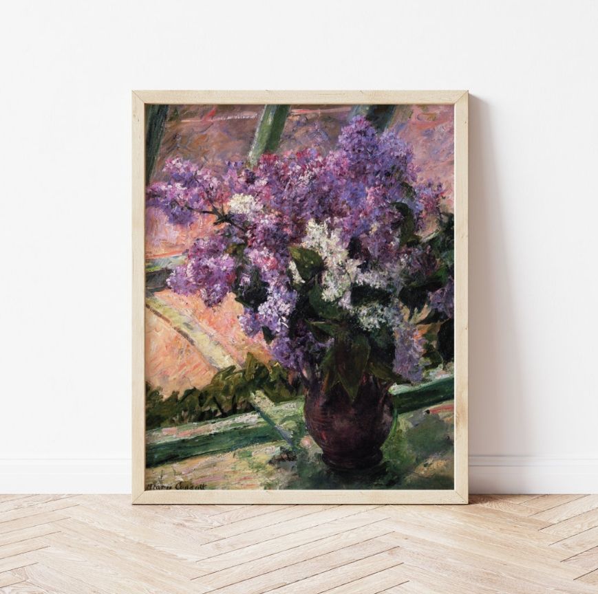 Lilac Tranquility: Lilacs in a Window Poster