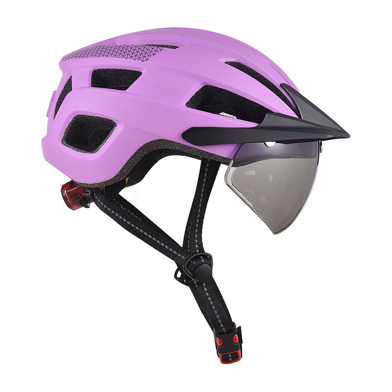 Rechargeable Tail Light Adjustable Bicycle Helmet with Windshield and Sun Visor