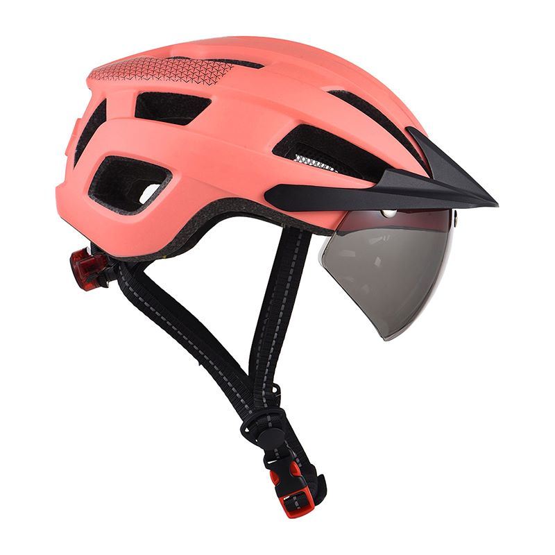 Rechargeable Tail Light Adjustable Bicycle Helmet with Windshield and Sun Visor