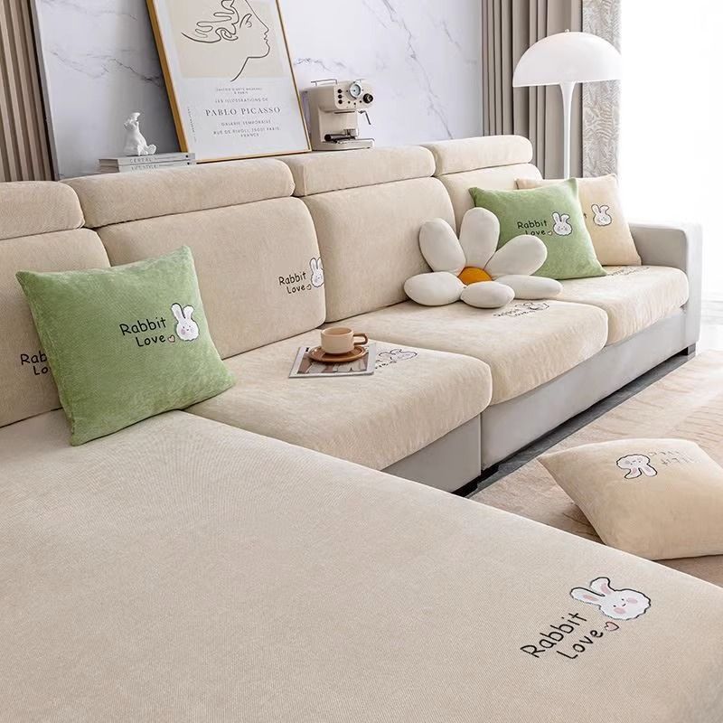 Full set of sofa cover, new all-season universal anti slip and anti cat scratch fabric, Chenille modern minimalist seat cushion cover