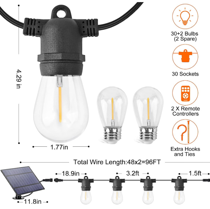 Outdoor LED string lights  Hanging back yard lights