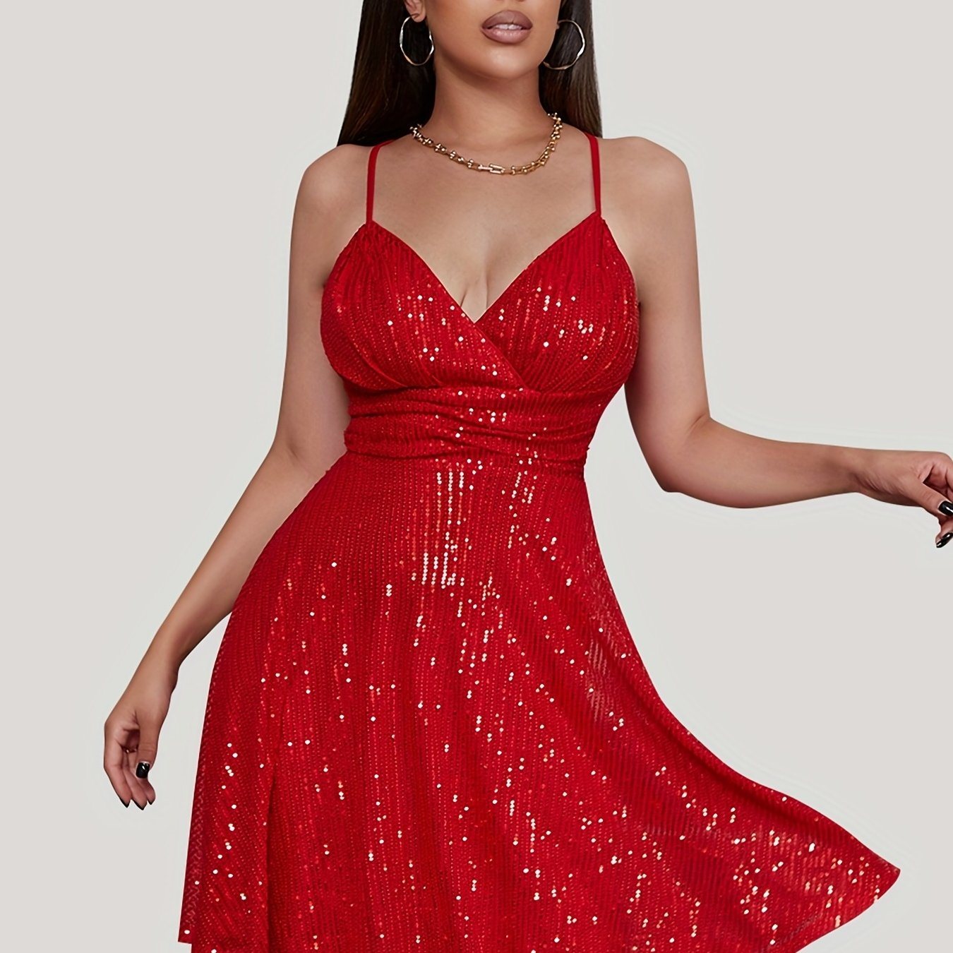 Homecoming Dopamine Sequined Dress, Sexy Spaghetti Strap Backless Club Party Dress, Women's Clothing