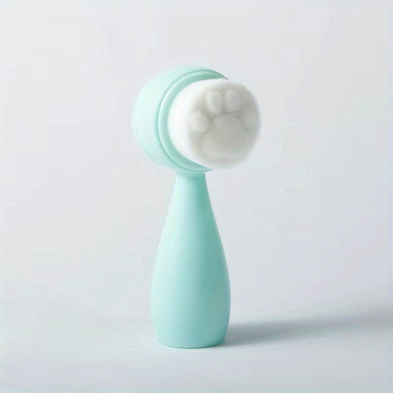 Double-Sided Silicone Face Brush with Soft Bristles for Exfoliating and Massaging Skin Care - Cute Cat Paw Design for Facial Cleansing and Makeup Removal
