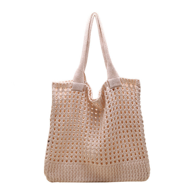 Woolen Knitted Bag Casual Hollow out Knitted Bag Handheld Tote Bag