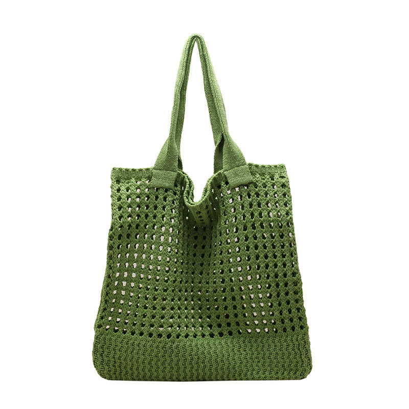 Woolen Knitted Bag Casual Hollow out Knitted Bag Handheld Tote Bag