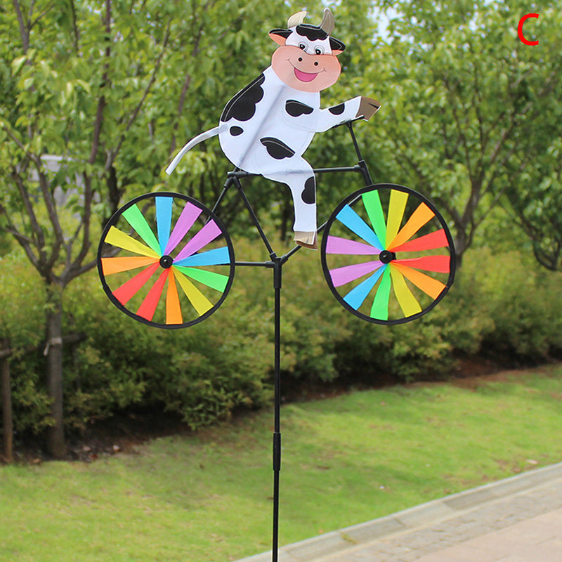 1pc, Outdoor Decoration Three-dimensional Biker Animal Fabric Windmill Traditional Nostalgic Toy Colorful Windmill