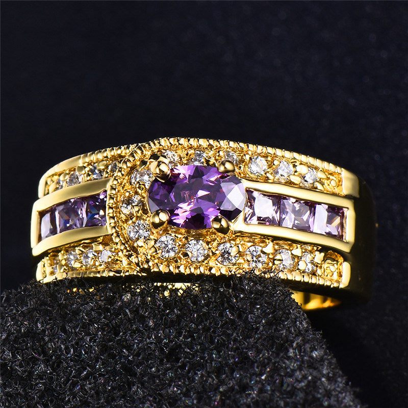 Luxury Band Ring Inlaid Shiny Zircon Engagement Ring Wedding Band Ring Women's Jewelry