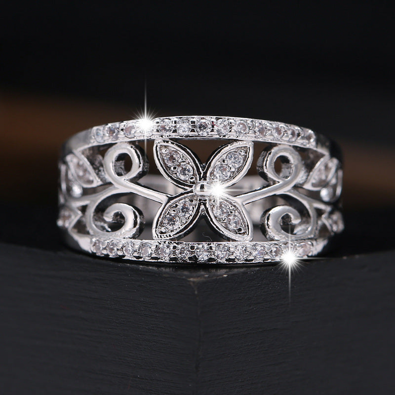 Trendy Butterfly Zircon Ring 18K Gold Plated Silvery Ring Birthday Gifts For Women Mom Wife Girls Her