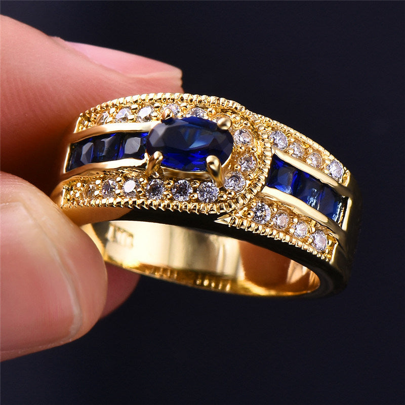 Luxury Band Ring Inlaid Shiny Zircon Engagement Ring Wedding Band Ring Women's Jewelry