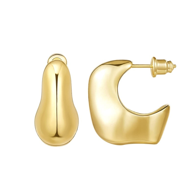 Gold Hoop Earrings for Women, Lightweight Waterdrop Hollow Open Hoops