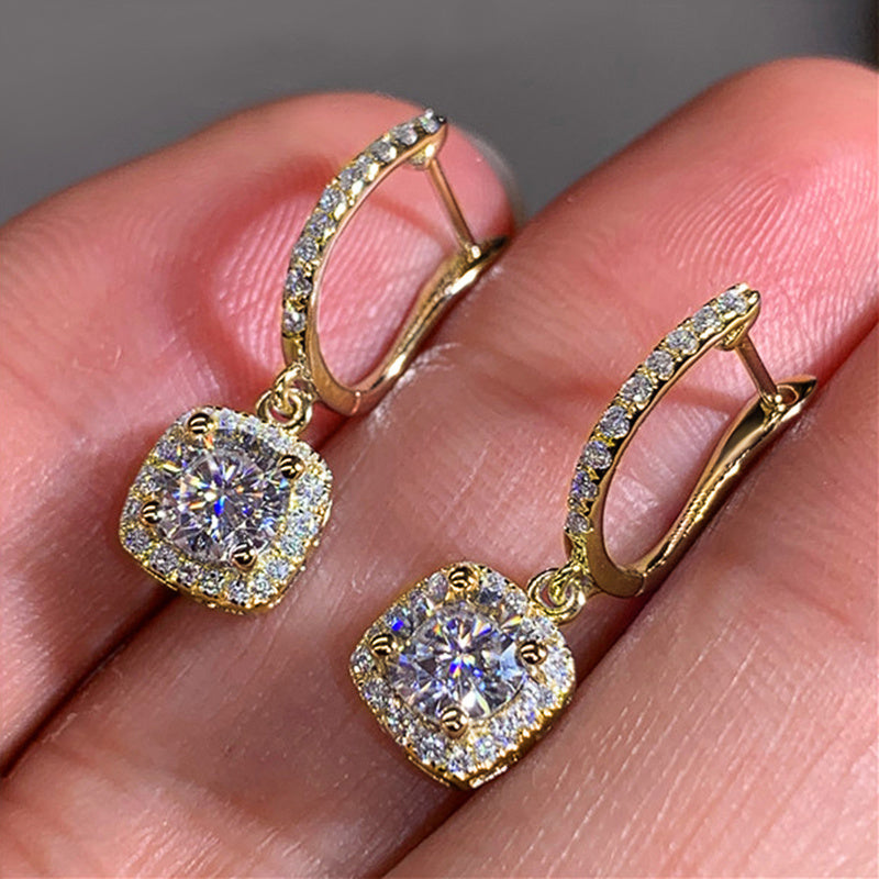 Huitan Luxury Bridal Wedding Engagement Drop Earrings with Cubic Zirconia Silver Color Elegant Women Accessories Fashion Jewelry