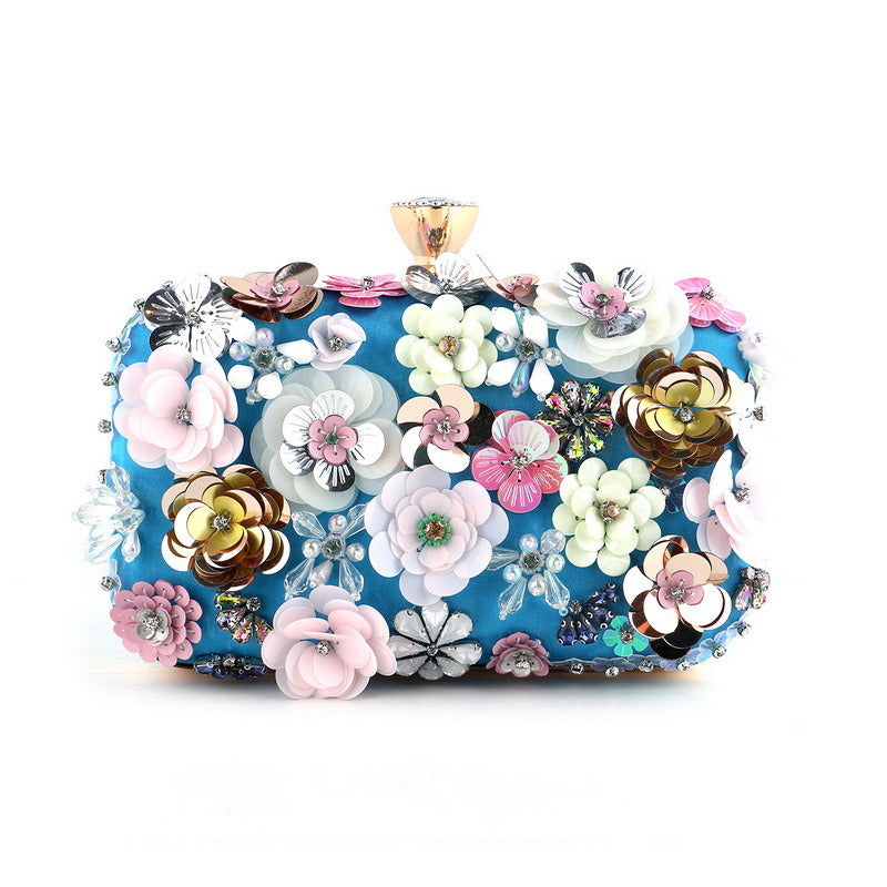 Three-dimensional flower decoration evening bag Luxury party clutch bag