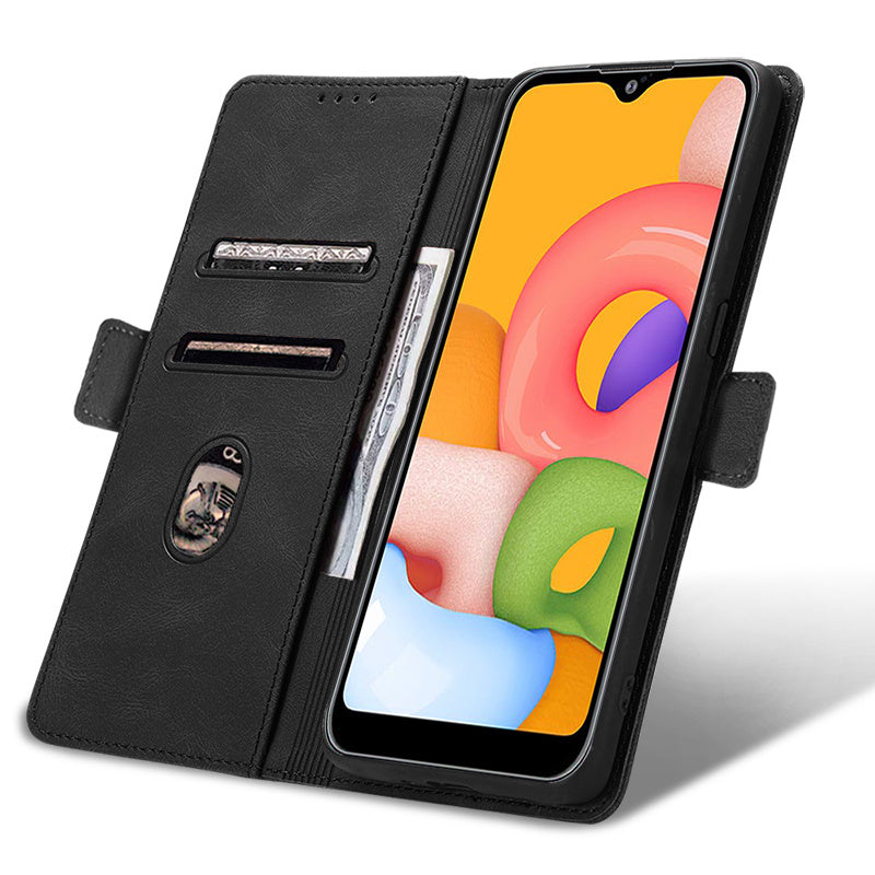 Case for Samsung Galaxy A01 Phone Case Soft TPU Samsung Galaxy A01 Phone Case Wallet style leather case(Samsung Galaxy A01-pitao-hei)