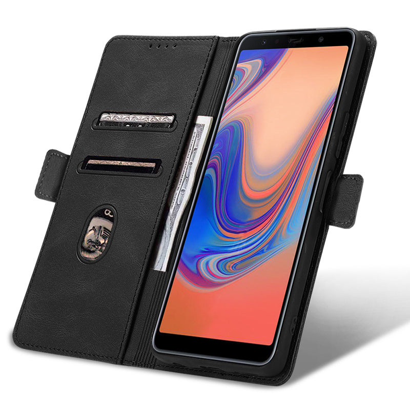 Case for Samsung Galaxy A7 2018 Phone Case Soft TPU Samsung Galaxy A7 2018 Phone Case Wallet style leather case(Samsung Galaxy A7 2018-pitao-hei)