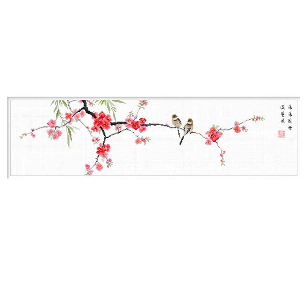 11CT Cross Stitch Kits Chinese Style DIY Embroidery Needlework Arts Craft Living Room Decor, Plum Blossom 43x14 inch