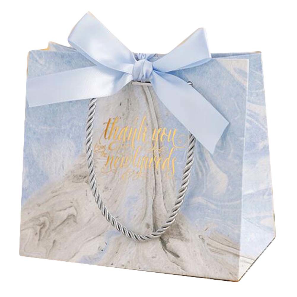 6 Pcs Marble Pattern Kraft Paper Gift Bags Party Favor Bags Boutique Bags, Blue