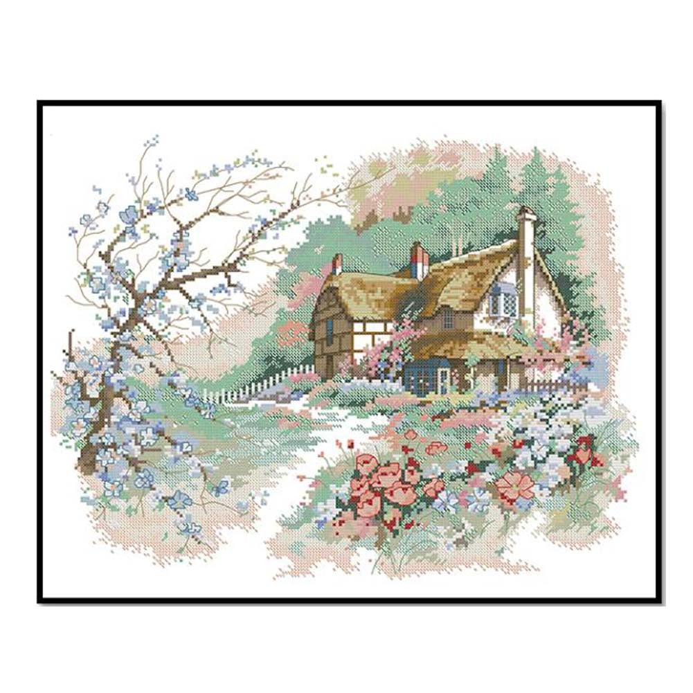 11CT Cross Stitch Kits The Countryside Counted Cross Stitch DIY Embroidery Kits, 21x17 Inch