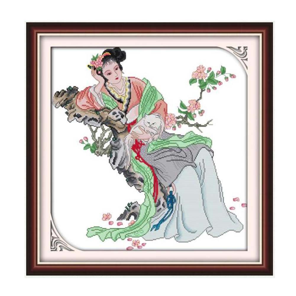 11CT Cross Stitch Kits DIY Embroidery Crafts Needlepoint Kit, Dream of the Red Chamber Qin Keqing 25x26 inch