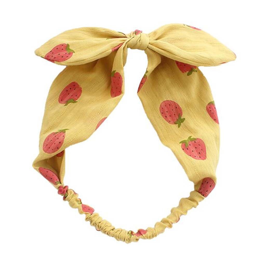 Yellow Strawberry Hairband Girls Simple Wide Hair Ribbon Bowknot Headband Hair Accessories Headwrap