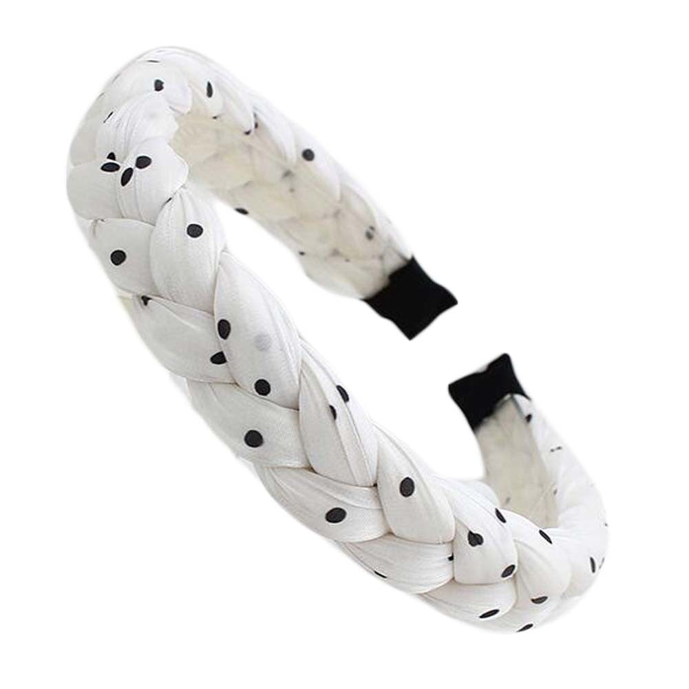 White Sponge Twist Braid Hair Band Girls Women Dots Braided Headband Head Accessories Hair Loop