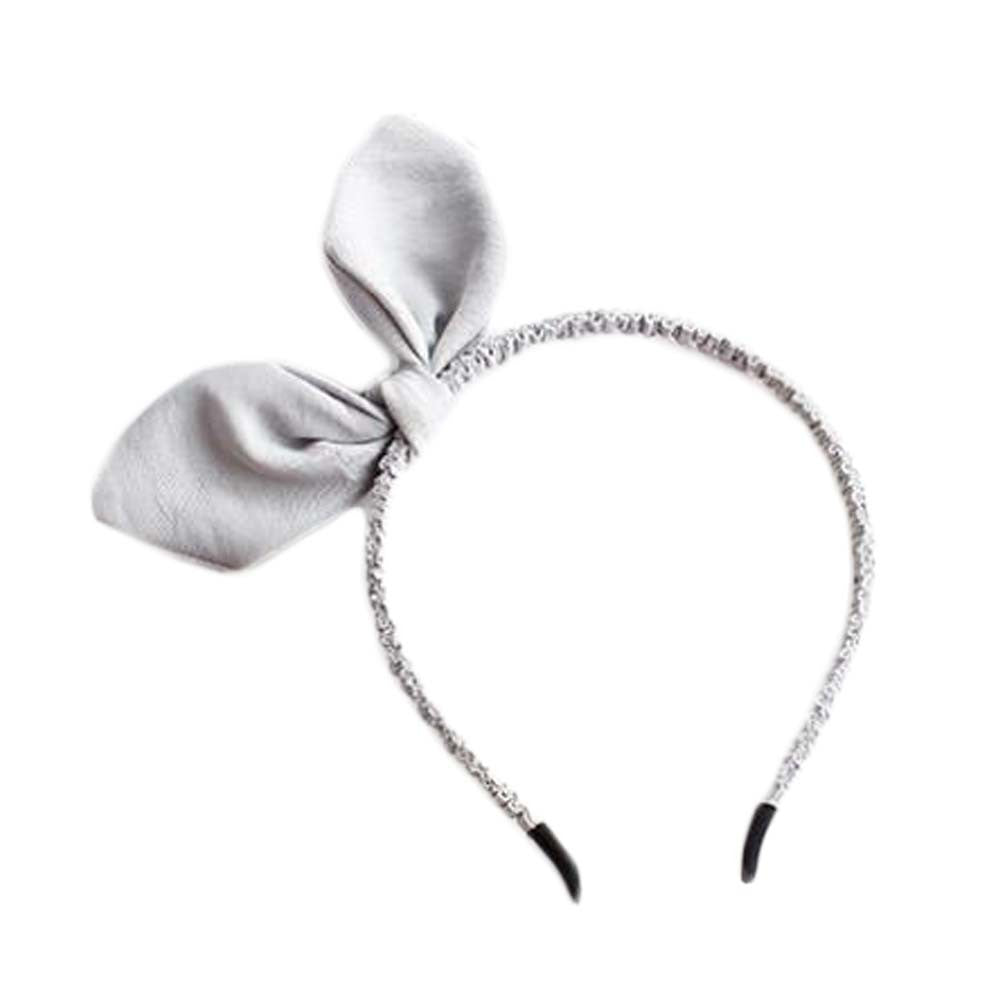 Grey Cute Rabbit Ears Thin Headband Sweet Bowknot Headband Hair Accessories for Women