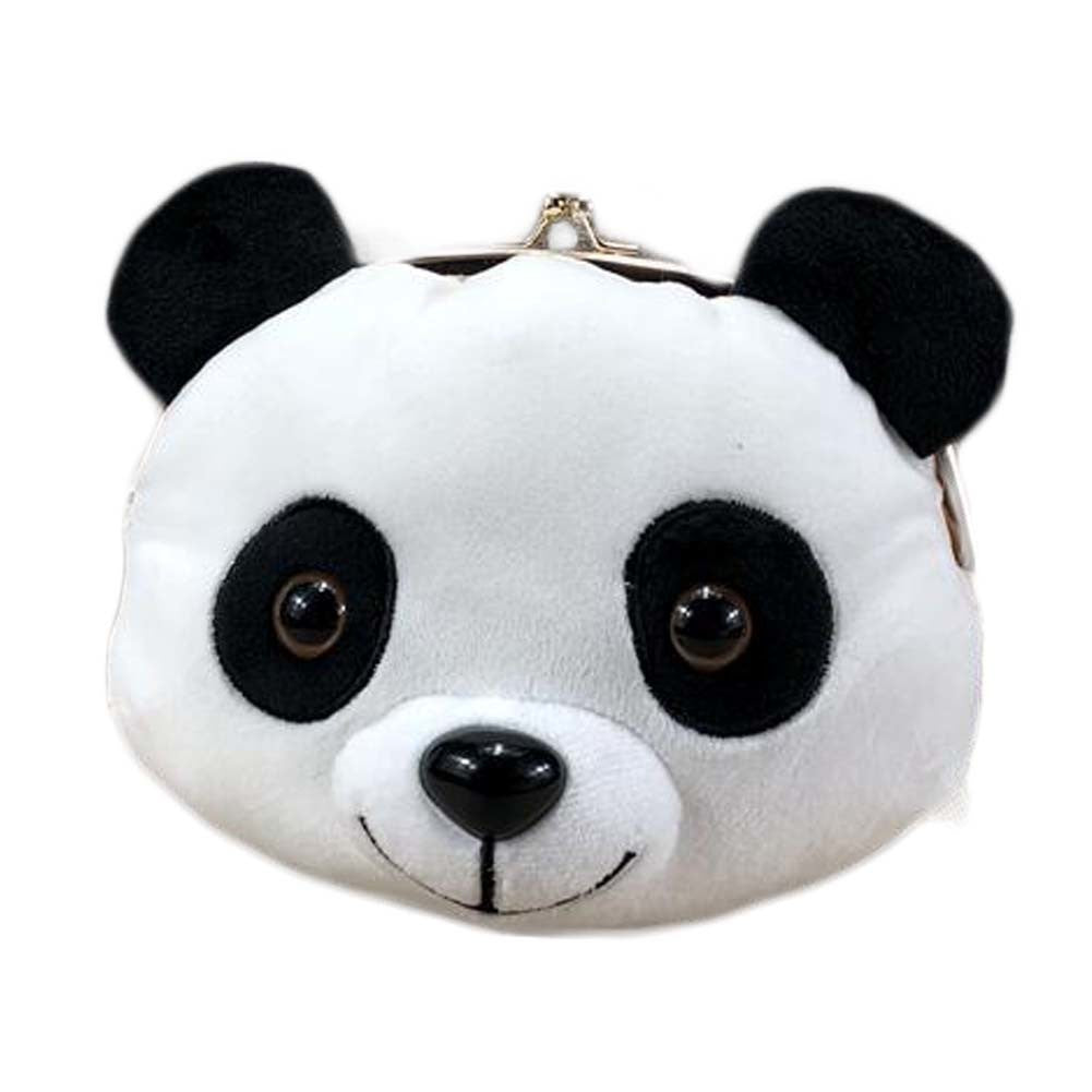 Cartoon Panda Head Crossbody Bag Plush Girls Mobile Phone Bag Coin Bag Small Bag