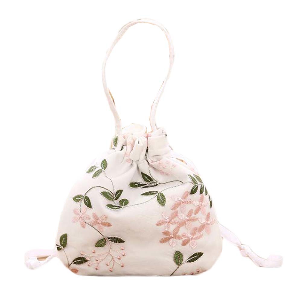 White Flower Hanfu Accessories Embroidery Bag Chinese Style Lace Crossbody Bag Handheld Small Bag Mobile Phone Purse