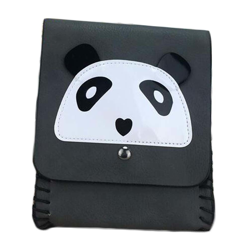 Grey Handmade PU Leather Panda Shoulder Crossbody Bag Cell Phone Bag Mini Bag