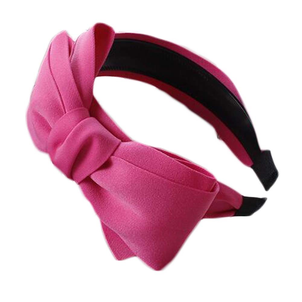 Hot Pink Womens Handmade Large Bowknot Wide Hairband Fabric Headband Hair Loop