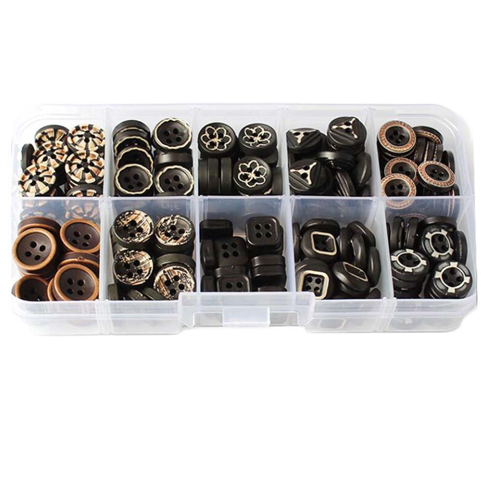 100 Pcs Sewing Nylon Buttons Shirt Clothing Accessory DIY Button Painting Kit, Black