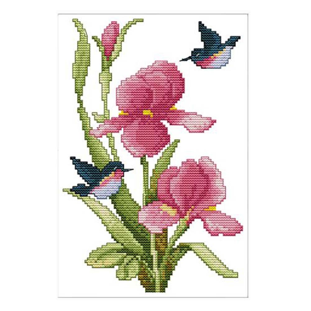 11CT Stamped Cross Stitch Kits DIY Embroidery Kits Needlework Dining Room Kitchen Home Decor Birds and Flowers, 9x14inch