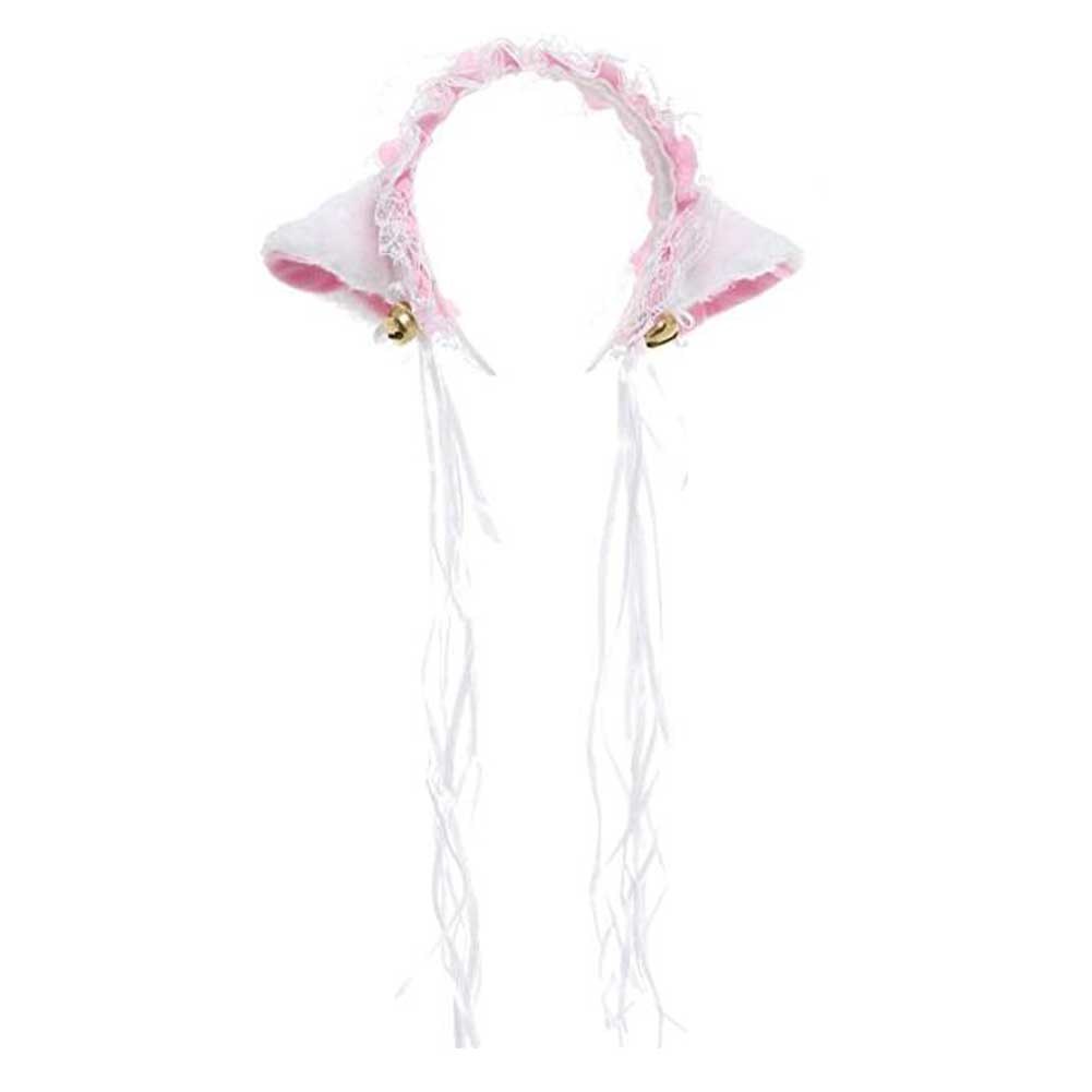 Pink Lace Maid Cat Ears Headband Cosplay Cute Cat Headband Anime Halloween Costume Dress Up