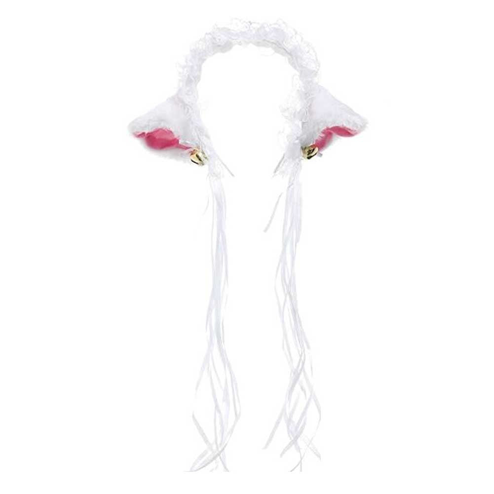 White Lace Maid Cat Ears Headband Cosplay Cute Cat Headband Anime Halloween Costume Dress Up