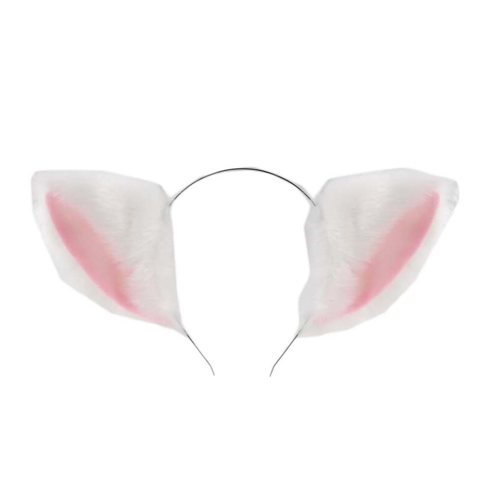 White Plush Cat Ears Headband Animal Fox Ears Hairhoop Halloween Party Dress Up Cosplay Costume Hairband