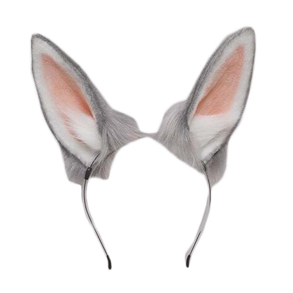 Grey Simulated Plush Rabbit Ears Hairband Cosplay Fluffy Animal Ears Headband Halloween Christmas Cosplay Party Costume