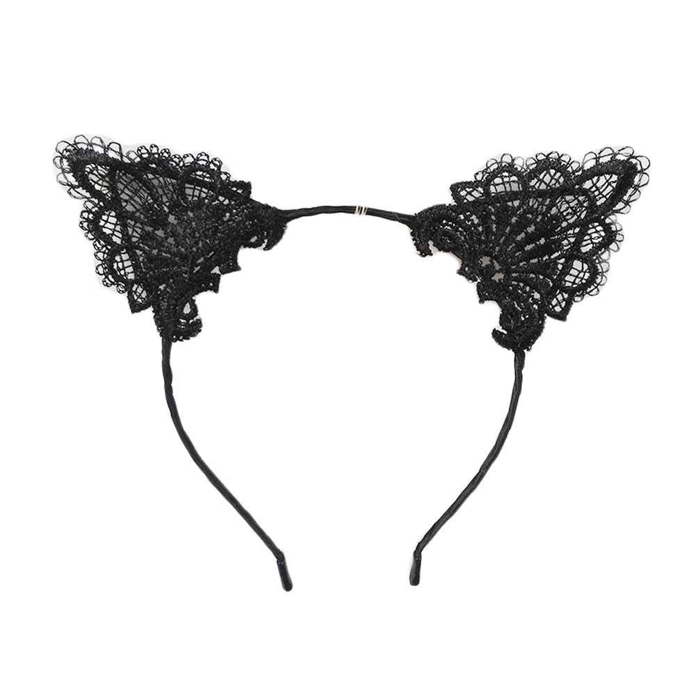 Lace Cat Ear Hairband Black Hairband Masquerade Halloween Party Cosplay Costume Headband