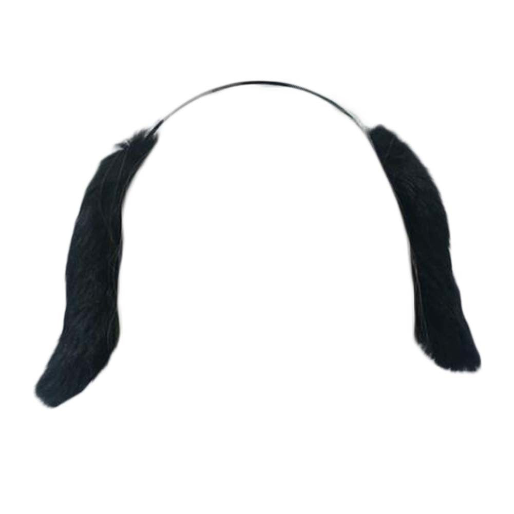 Black Plush Lop Ear Rabbit Headband Fluffy Animal Dogs Ears Hairhoop Halloween Party Dress Up Cosplay Costume Hairband