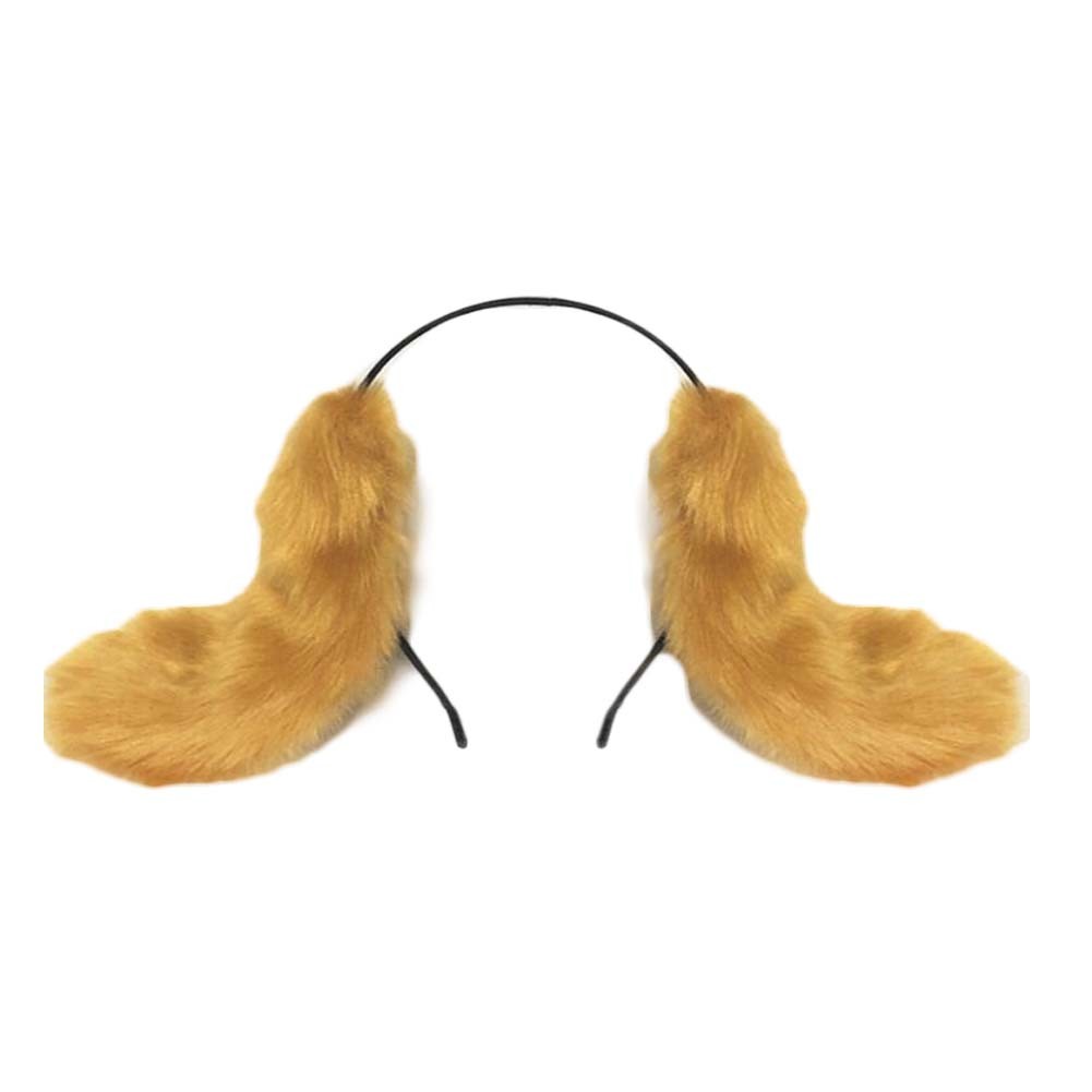 Brown Plush Lop Ear Rabbit Headband Fluffy Animal Dogs Ears Hairhoop Halloween Party Dress Up Cosplay Costume Hairband