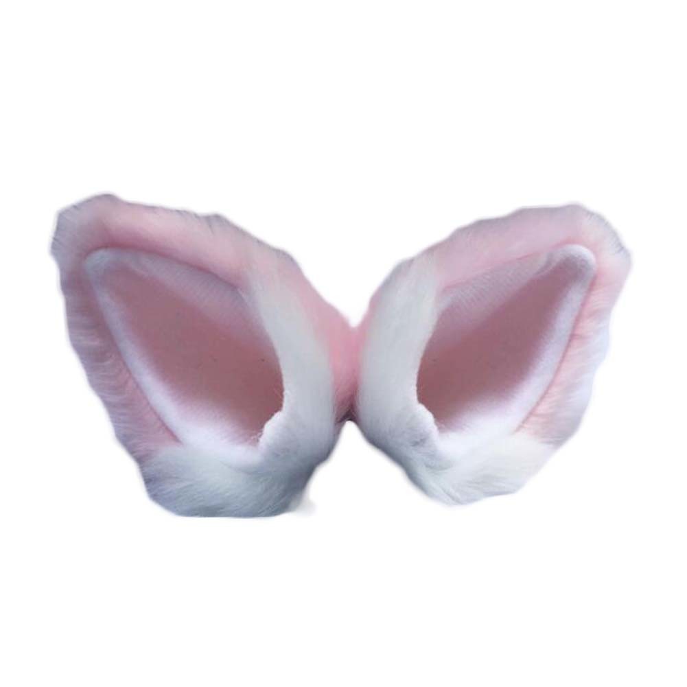 1 Pair Pink White Cat Ears Hairpin Plush Animal Fox Ears Fluffy Hair Clip Halloween Party Cosplay Costume