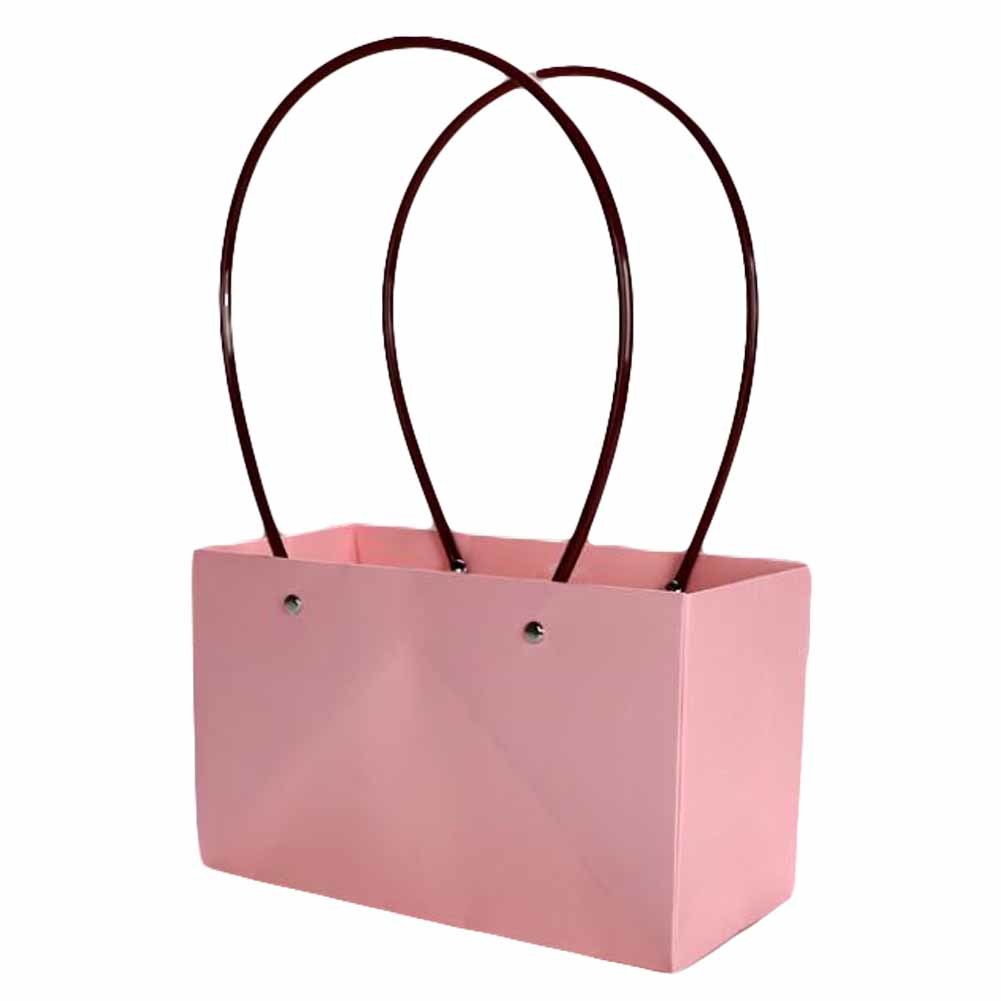 5 Pcs Rectangle Potted Plant Tote Flower Bags Bouquet Packaging Paper Box Flower Arrangement Supplies, 8.6x4 inch, Pink