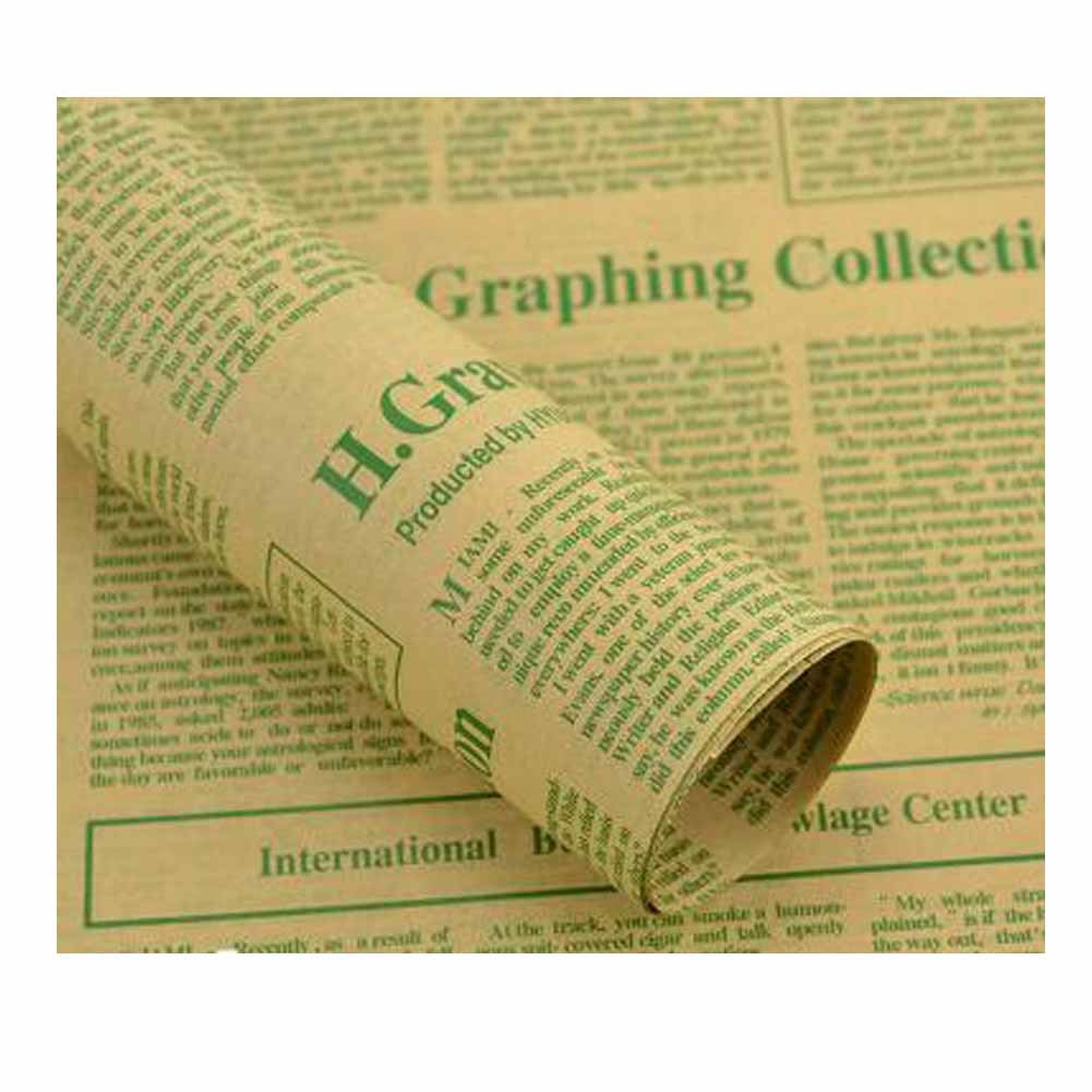 30 Sheets English Kraft Paper Flower Wrapping Paper Roll Newspaper Gift Wrap Florist Bouquet Supplies