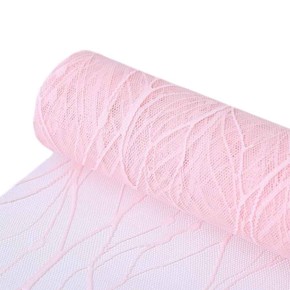 1 Roll Lightning Lace Mesh Flower Wrapping Paper Rose Florist Bouquet Wrap Supplies DIY Craft Gift Wrapping, 5 Yards, Pink