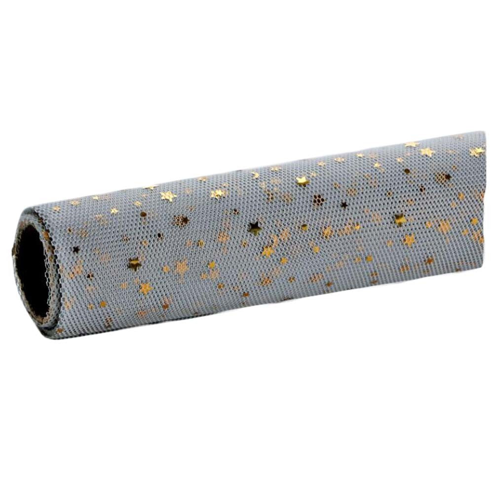 1 Roll Foil Star Moon Gauze Flower Wrapping Paper Bouquet Packaging Lining Florist Paper Supplies Gift Wrapping, Grey