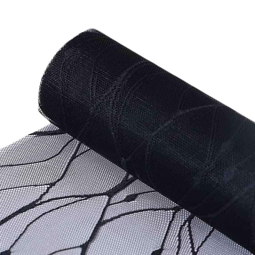 1 Roll Lightning Lace Mesh Flower Wrapping Paper Rose Florist Bouquet Wrap Supplies DIY Craft Gift Wrapping, 5 Yards, Black